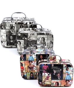 Package of 4 Pieces Magazine Cover Collage 2-in-1 Cosmetic Case OA701
